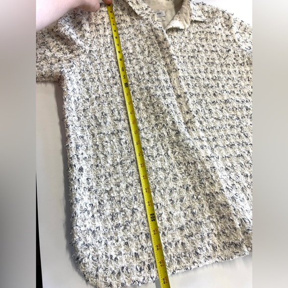 St. John Cream Boucle Knit Textured Sheer Shirt / Jacket sz 12 old money preppy - Picture 11 of 16